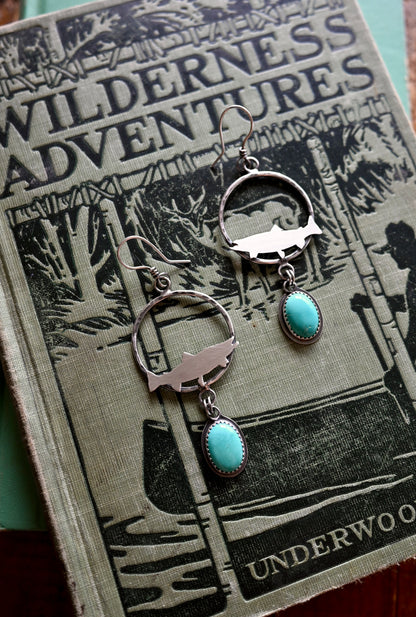 Colorado Trout + Turquoise Hoop Earrings