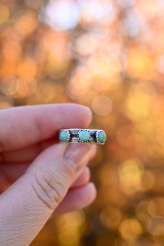 3 Stone Campitos Turquoise Ring - Size 7.5