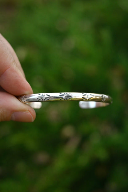 Sterling Silver Stamped Stacking Cuff Bracelet