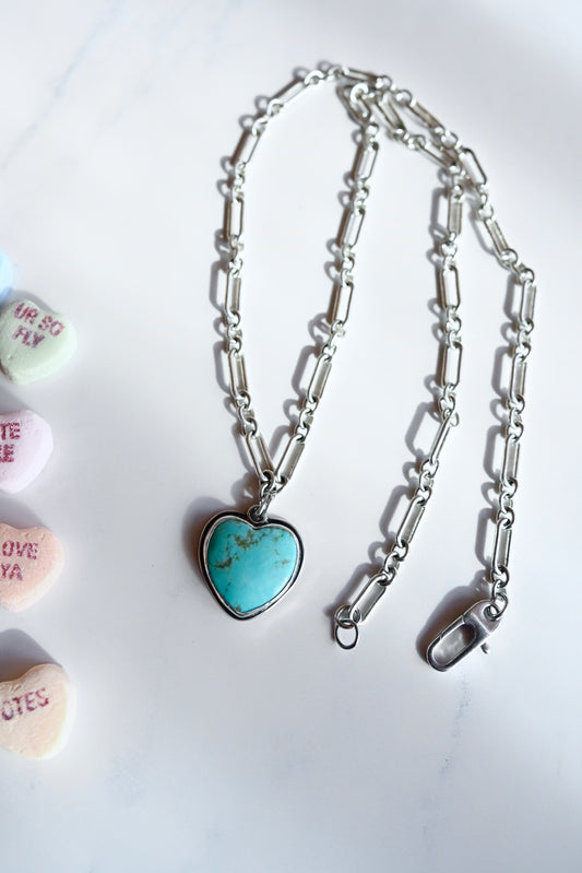 Turquoise Heart Necklace, 19” - No. 4