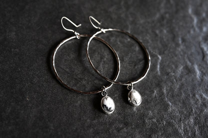 White Buffalo + Large Hammered Hoop Earrings