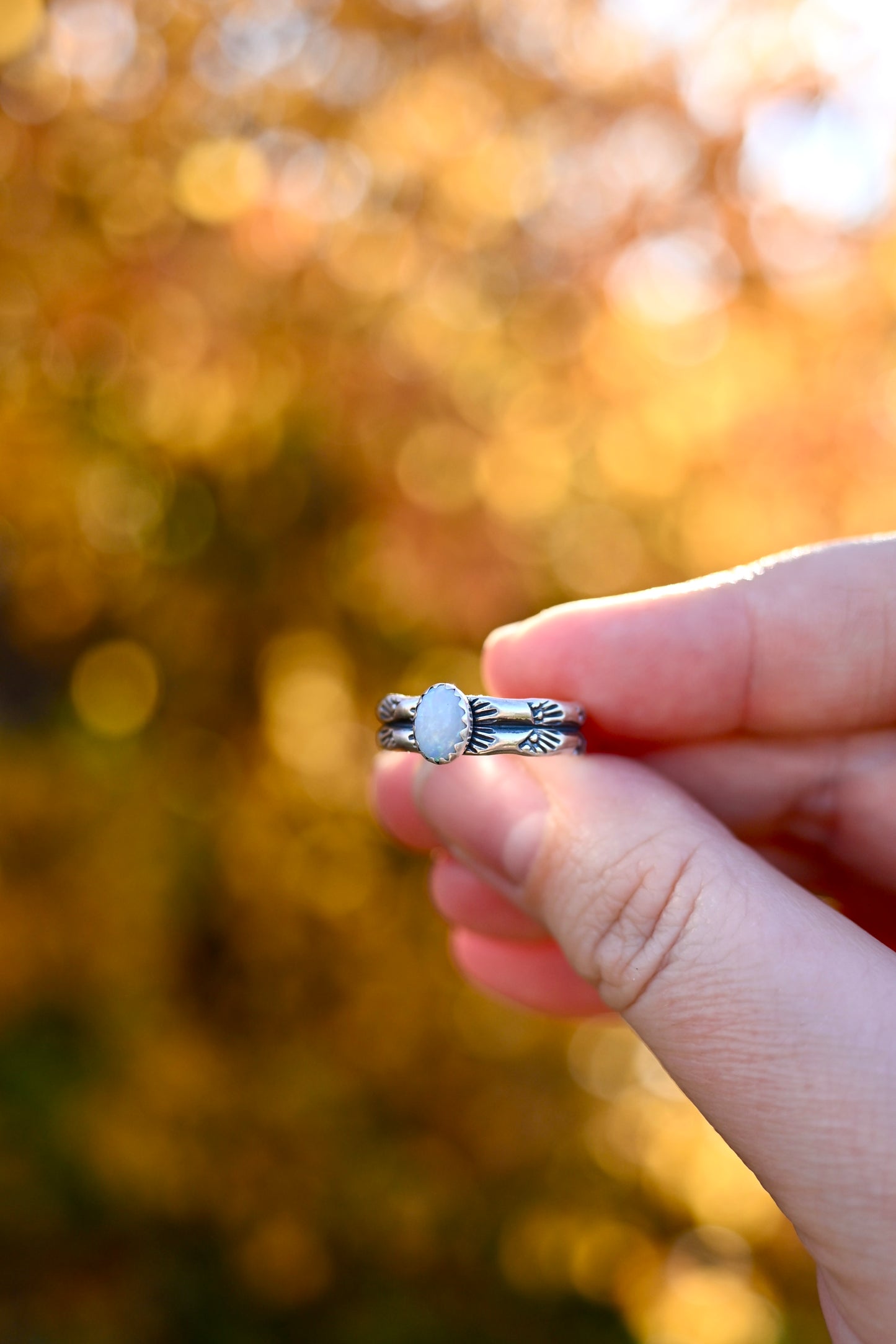 Australian Opal Gemstone Ring - Size 8.5