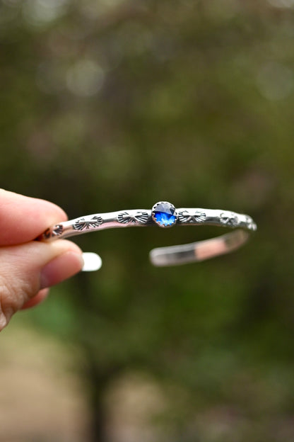 Blue Kyanite Gemstone Stacking Cuff Bracelet