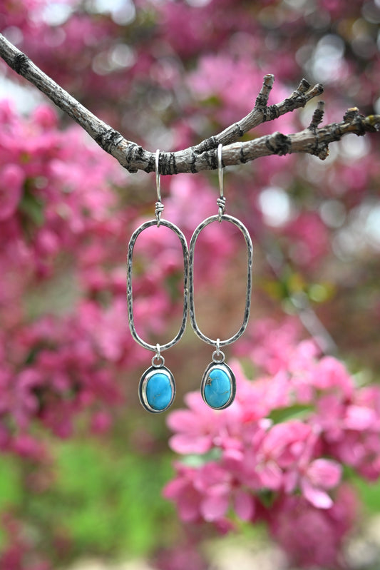 Sonoran Rose Turquoise + Oval Hoop Earrings