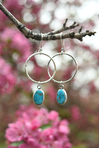 Sonoran Rose Turquoise + Stamped Hoop Earrings