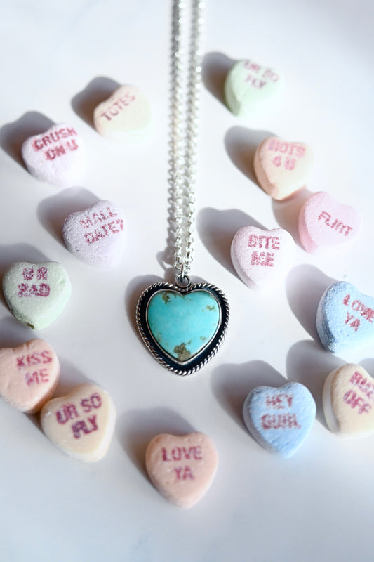 Turquoise Heart Necklace, 20” - No. 2