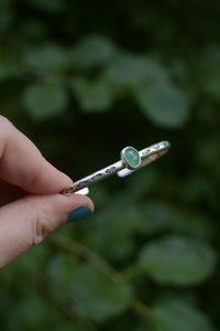 Green Chalcedony Gemstone Stacking Cuff Bracelet