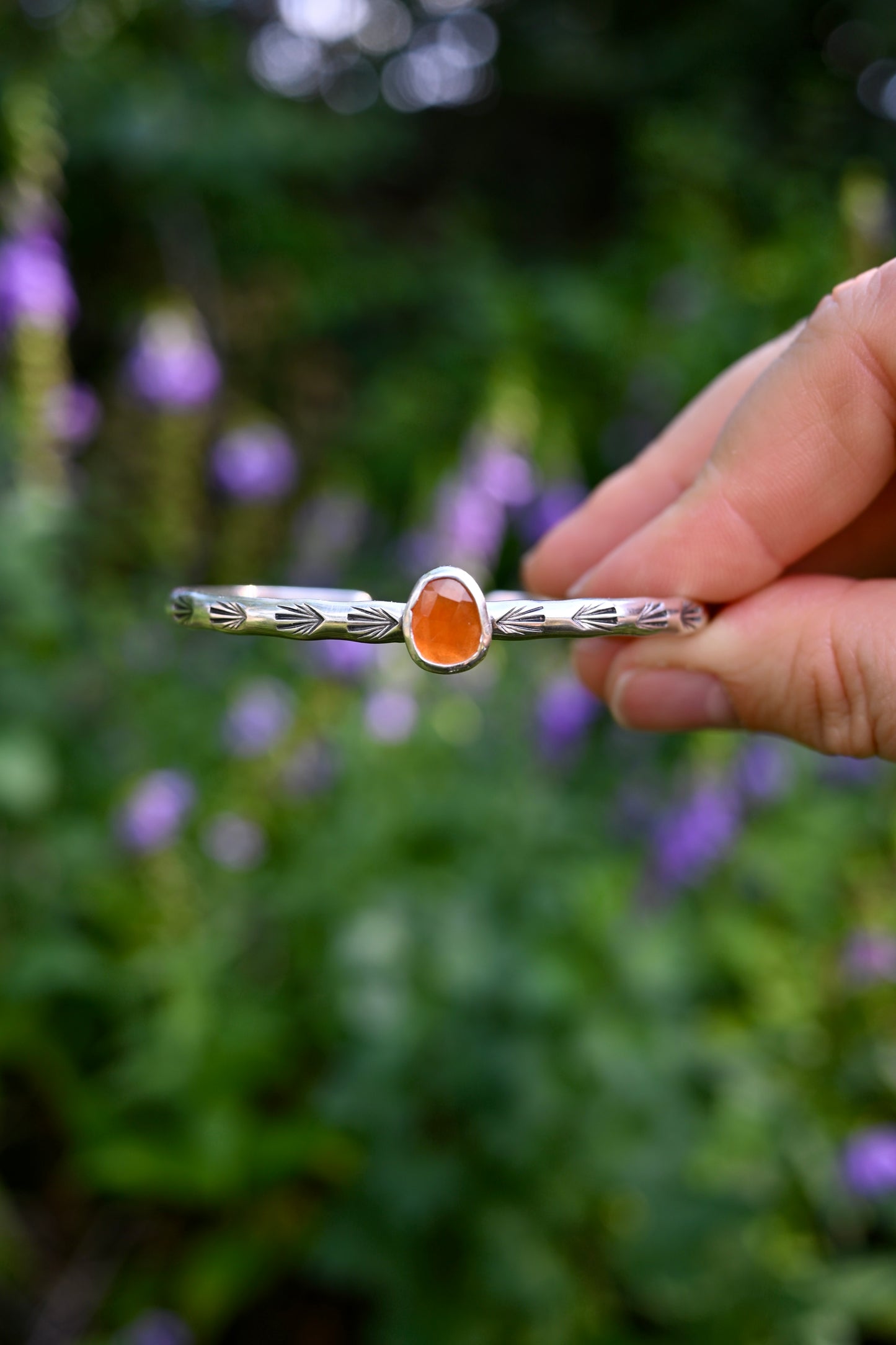 Carnelian Gemstone Stacking Cuff Bracelet