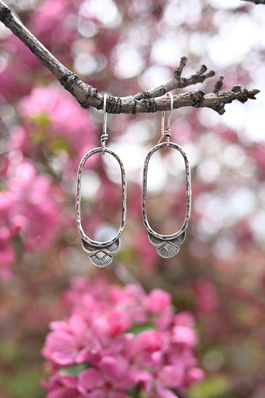 Sterling Silver Stamped Hoop Earrings