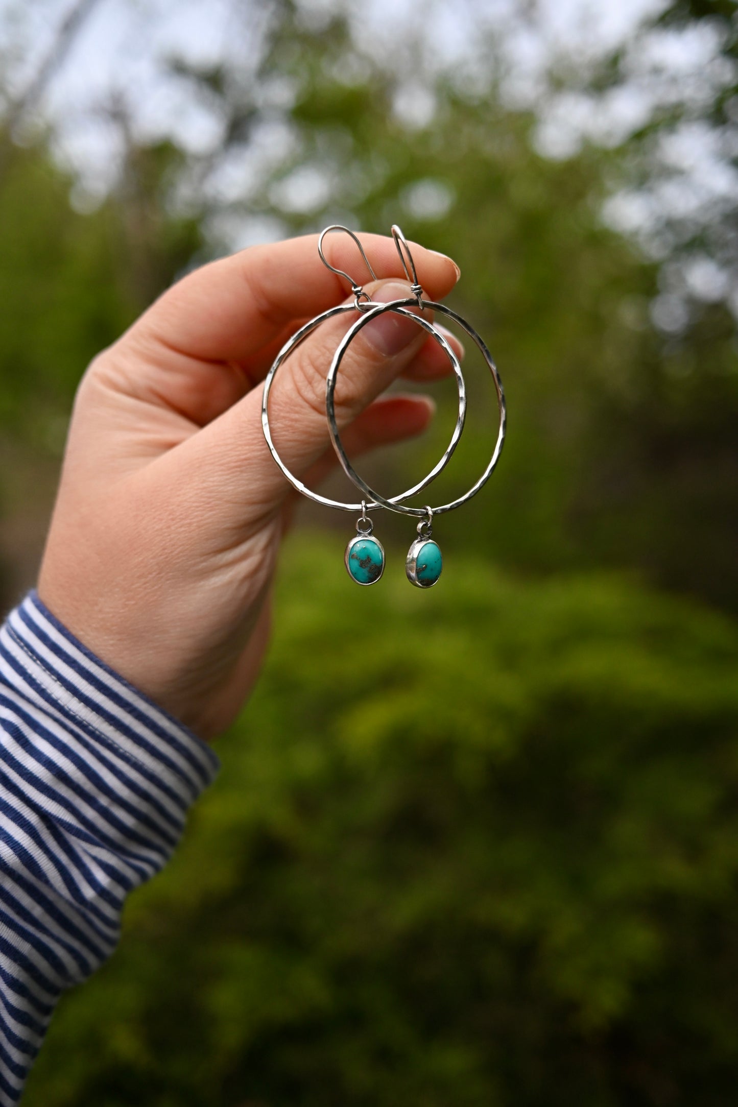 Campitos Turquoise + Large Hammered Hoop Earrings
