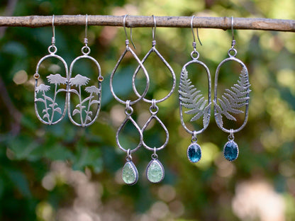 Green Kyanite + Double Teardrop Hoop Earrings