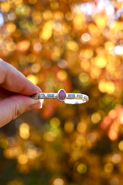 Guava Quartz Gemstone Stacking Cuff Bracelet