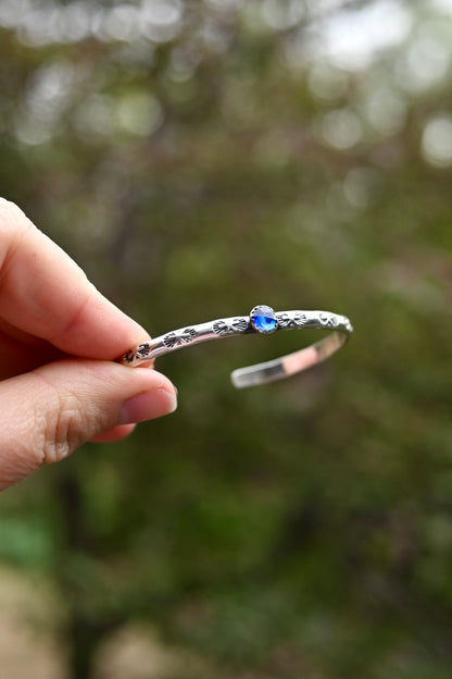 Blue Kyanite Gemstone Stacking Cuff Bracelet