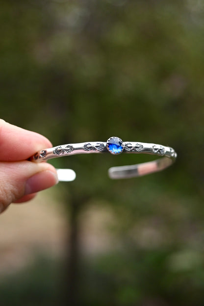 Blue Kyanite Gemstone Stacking Cuff Bracelet