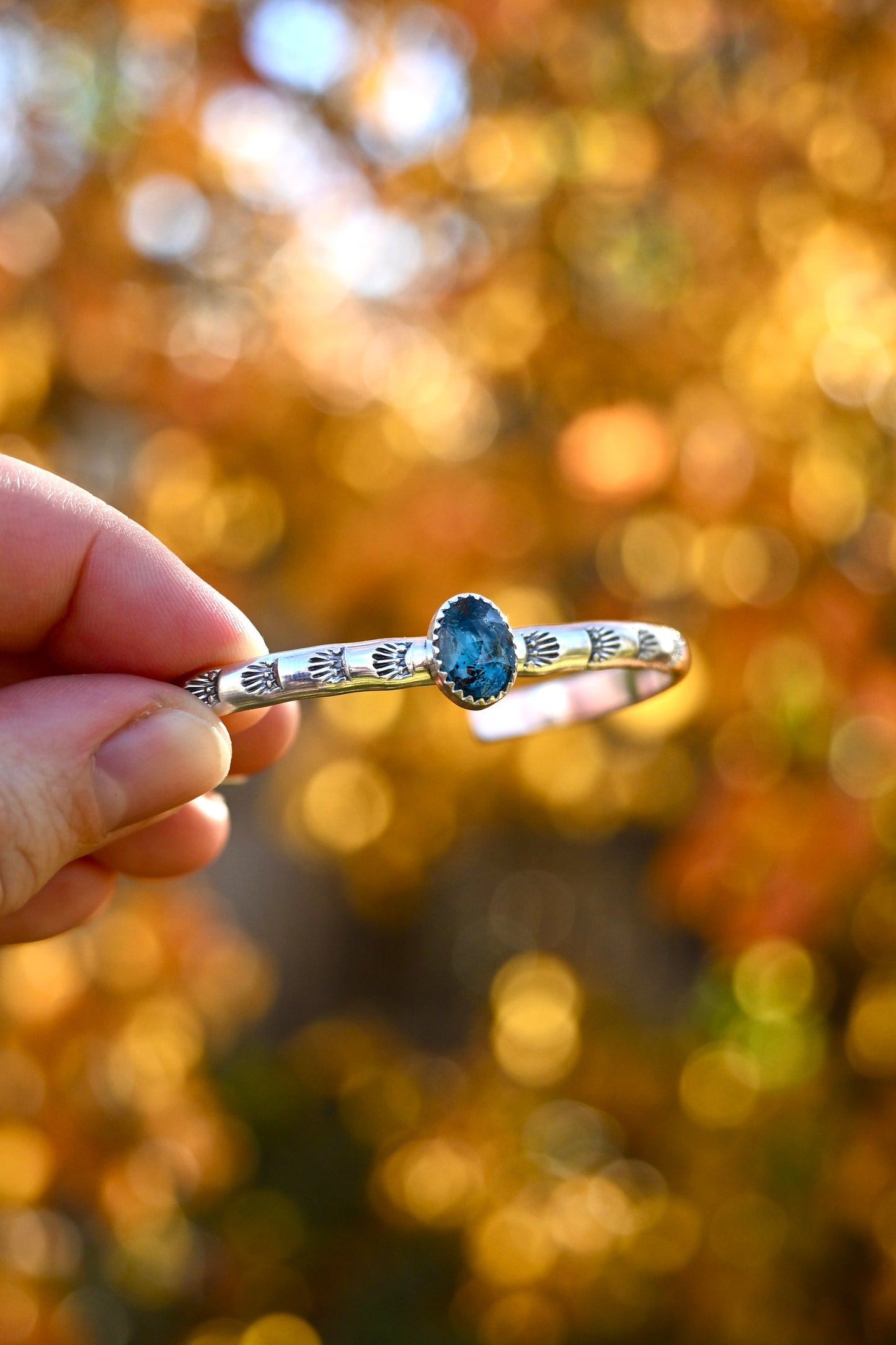 Kyanite Gemstone Stacking Cuff Bracelet