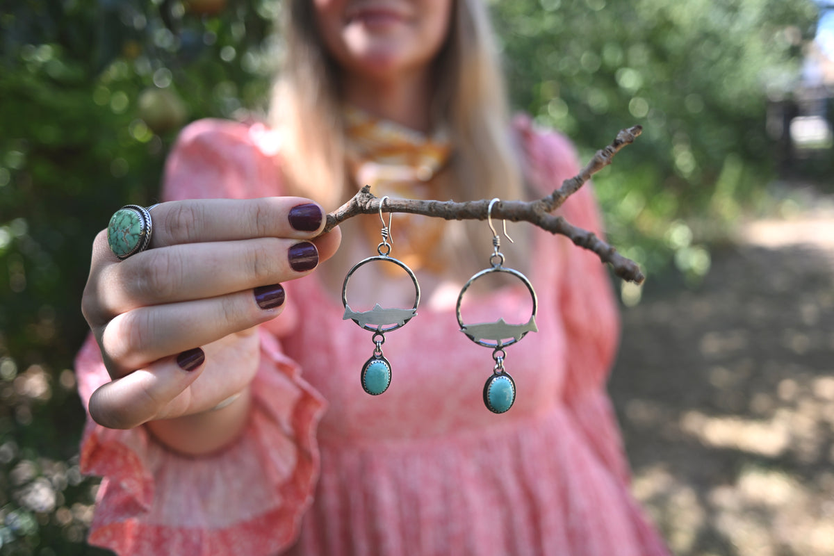 Colorado Trout + Turquoise Hoop Earrings