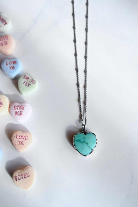 Turquoise Heart Necklace, 18" - No. 6