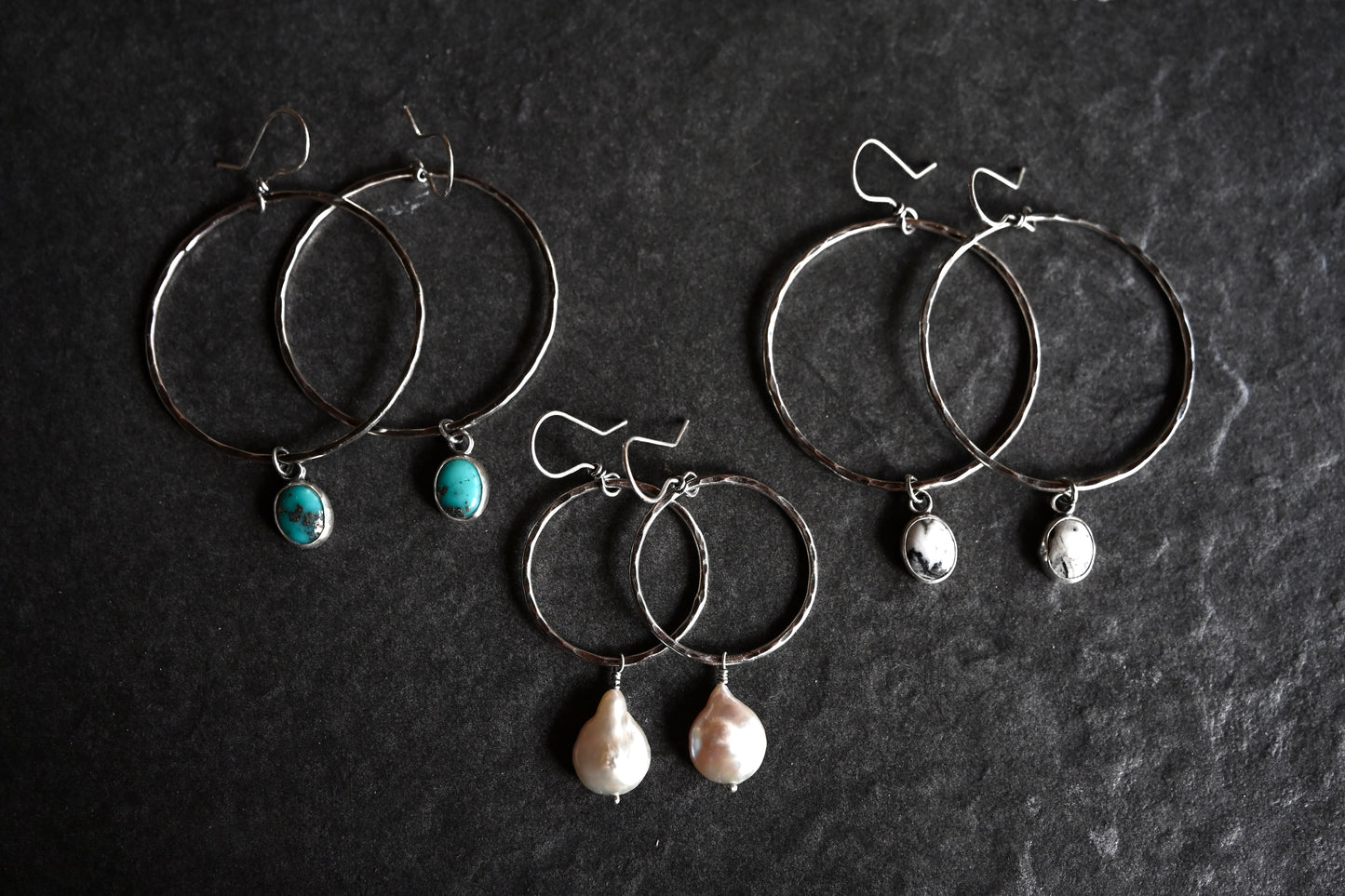 Campitos Turquoise + Large Hammered Hoop Earrings
