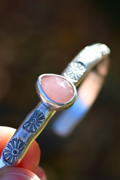 Guava Quartz Gemstone Stacking Cuff Bracelet