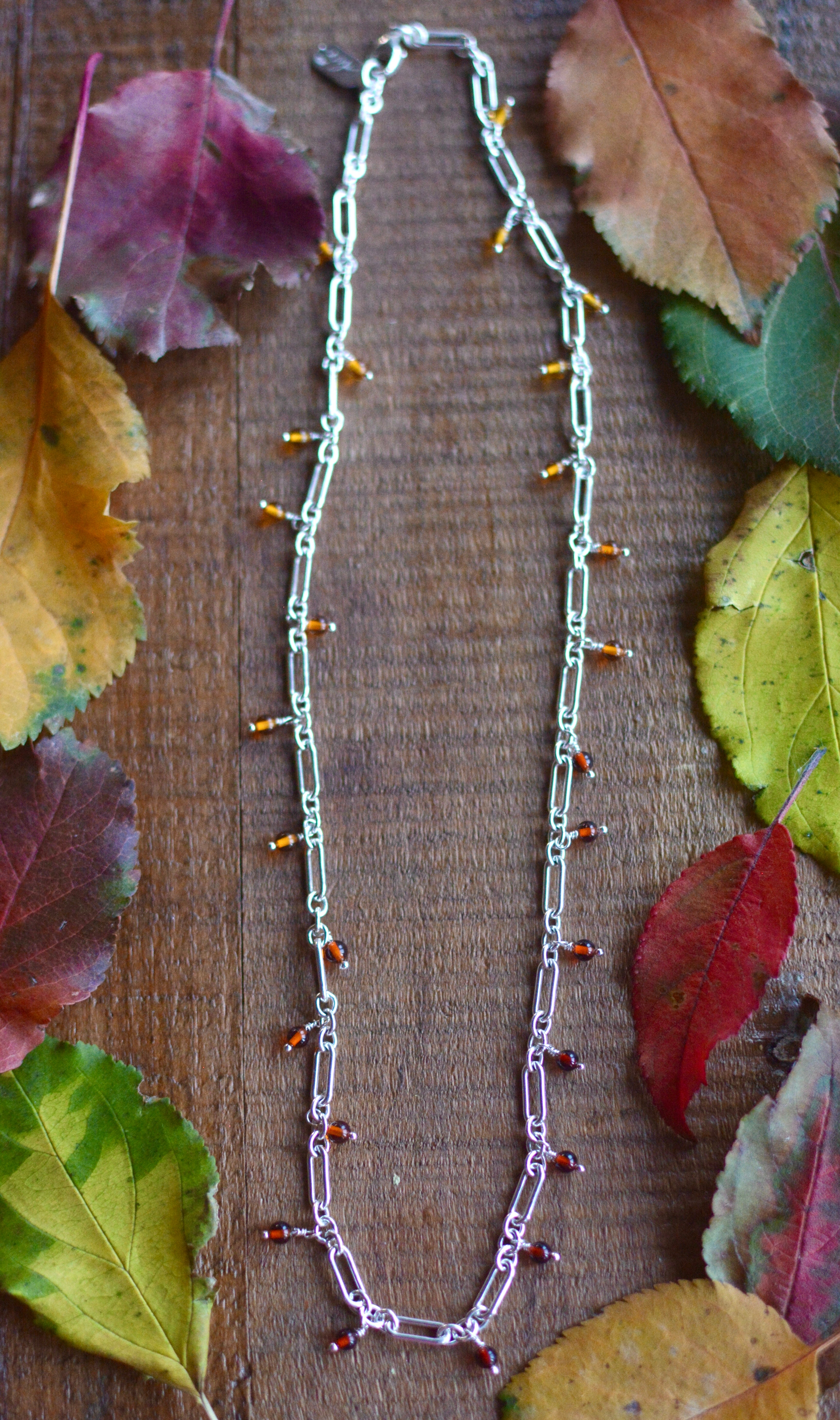 Ombré Baltic Amber Beaded Chain Necklace -  No. 2