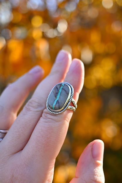 Royston Ribbon Turquoise Statement Ring - Size 7.25