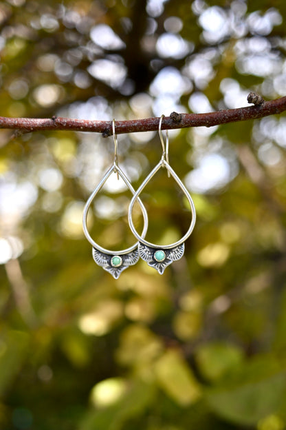 Carico Lake Turquoise + Stamped Teardrop Hoop Earrings