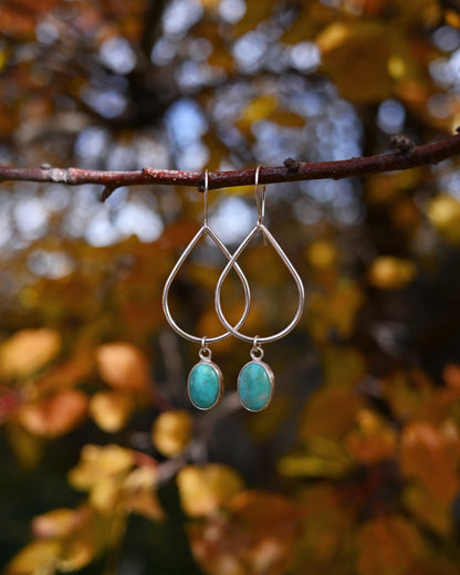 Kingman Turquoise + Teardrop Hoop Earrings