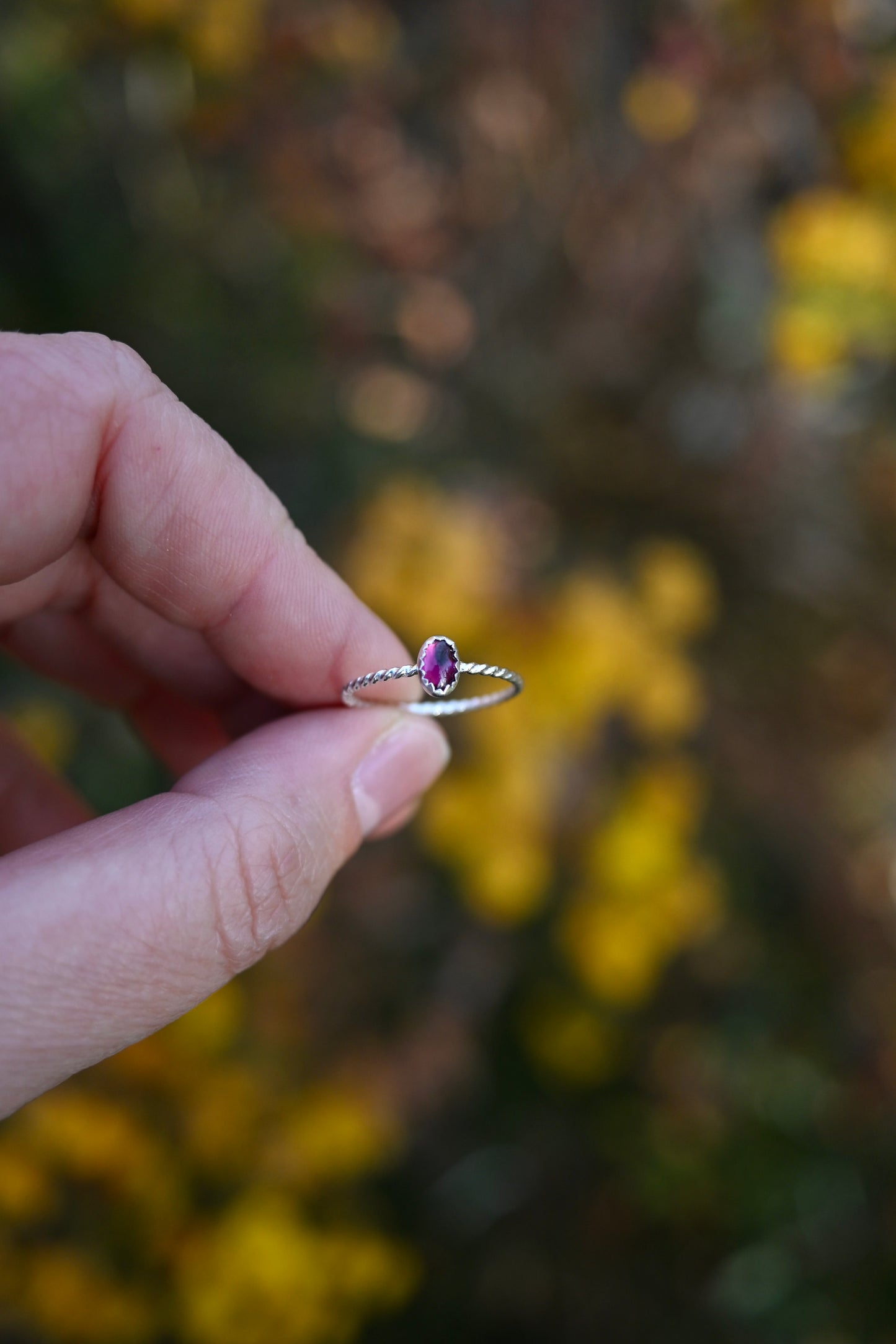 Dainty Purple Garnet Gemstone Ring - Size 7