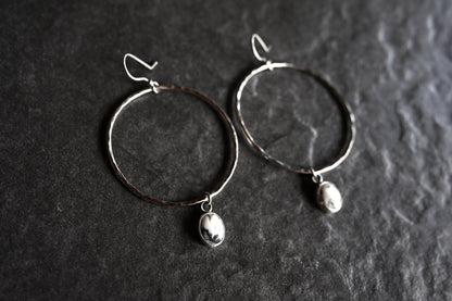 White Buffalo + Large Hammered Hoop Earrings