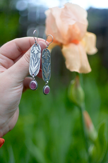 Iris + Pink Sapphire Earrings