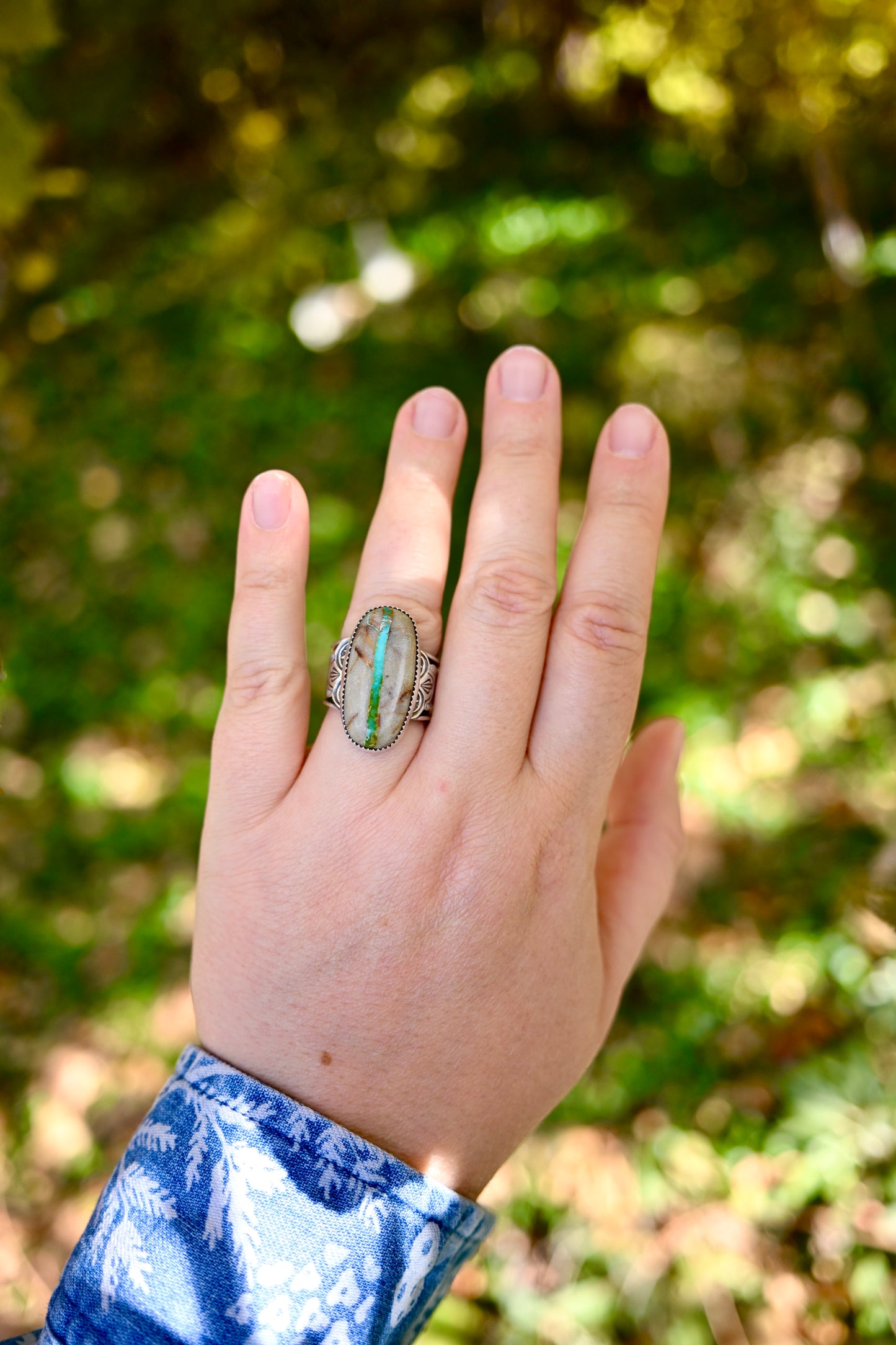 Royston Ribbon Turquoise Statement Ring - Size 9.5