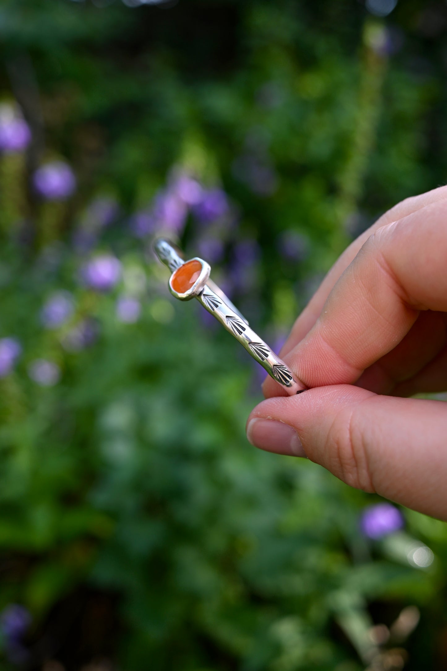 Carnelian Gemstone Stacking Cuff Bracelet