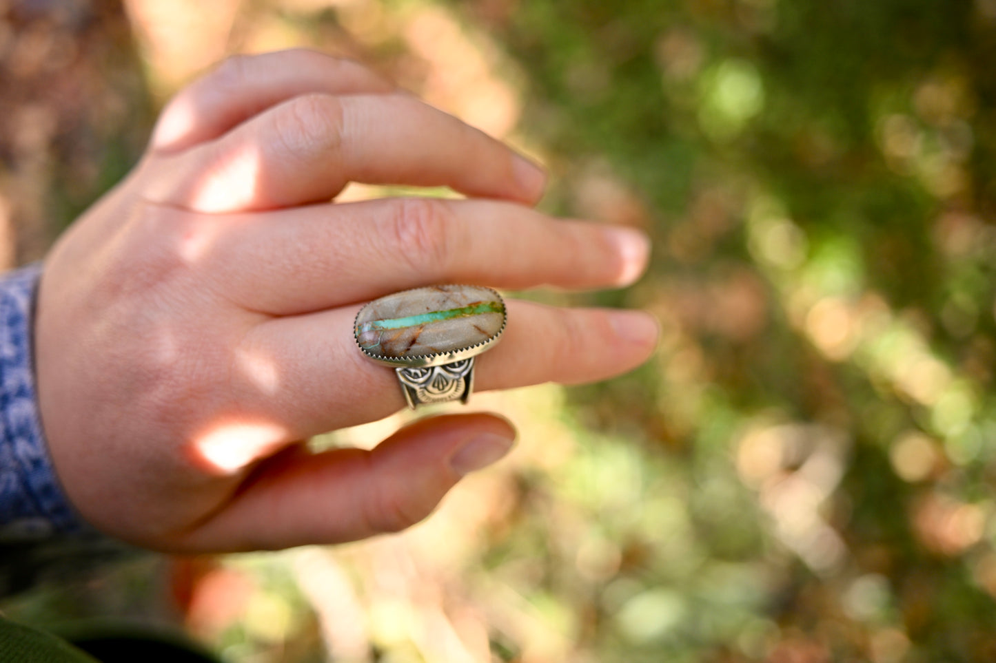 Royston Ribbon Turquoise Statement Ring - Size 9.5