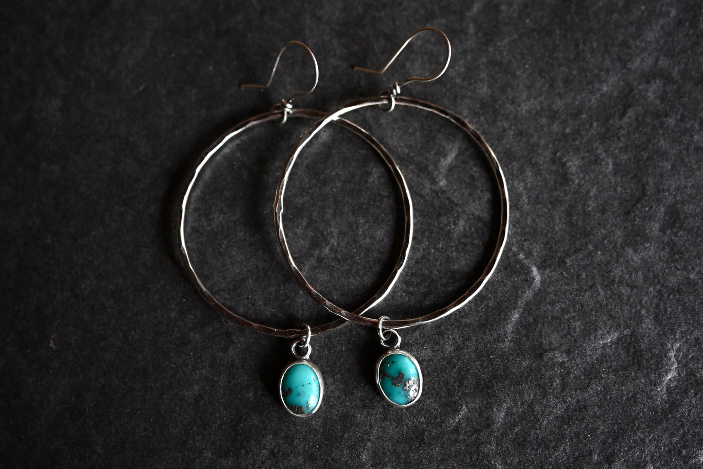Campitos Turquoise + Large Hammered Hoop Earrings