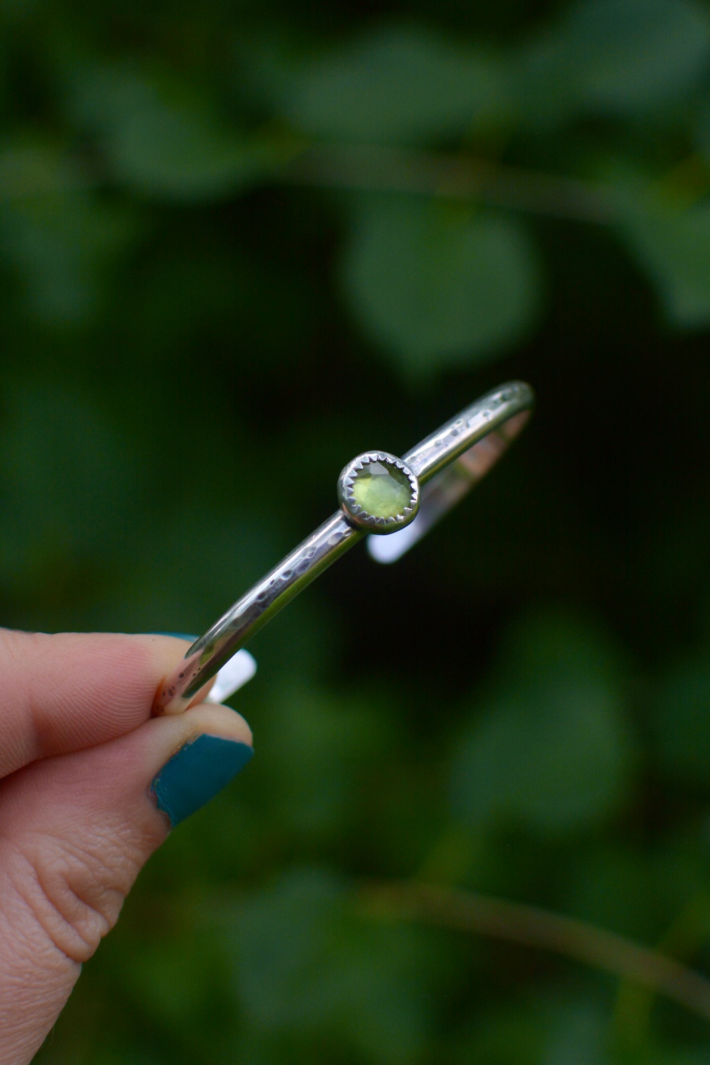 Peridot Gemstone Stacking Cuff Bracelet