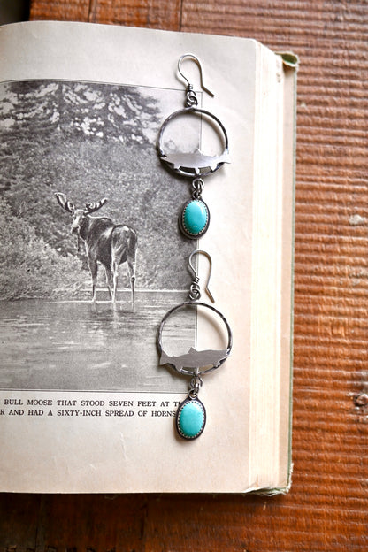 Colorado Trout + Turquoise Hoop Earrings