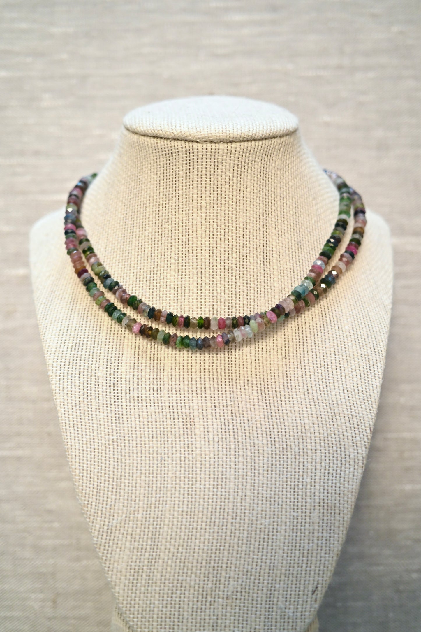 Tourmaline Gemstone Beaded Necklace - 16”