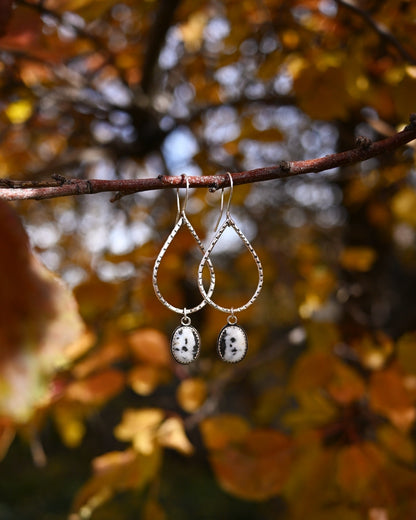 White Buffalo + Teardrop Hoop Earrings