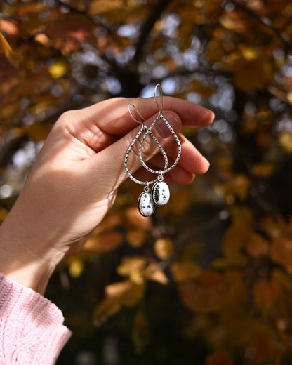 White Buffalo + Teardrop Hoop Earrings