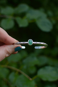 Green Chalcedony Gemstone Stacking Cuff Bracelet