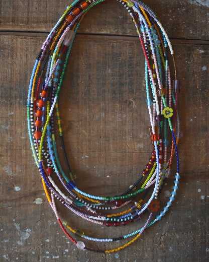 Color Block Wrap Beaded Necklace - No. 2