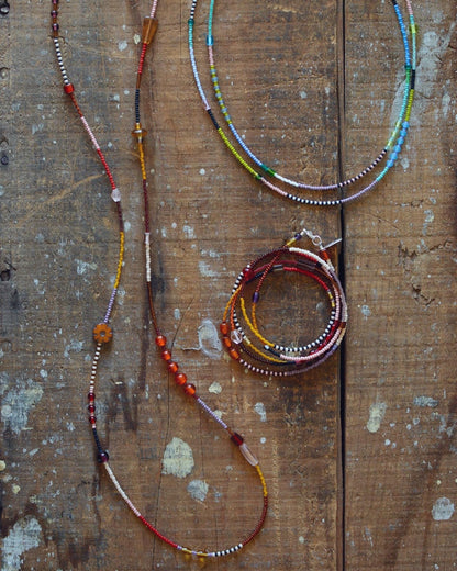 Color Block Wrap Beaded Necklace - No. 2