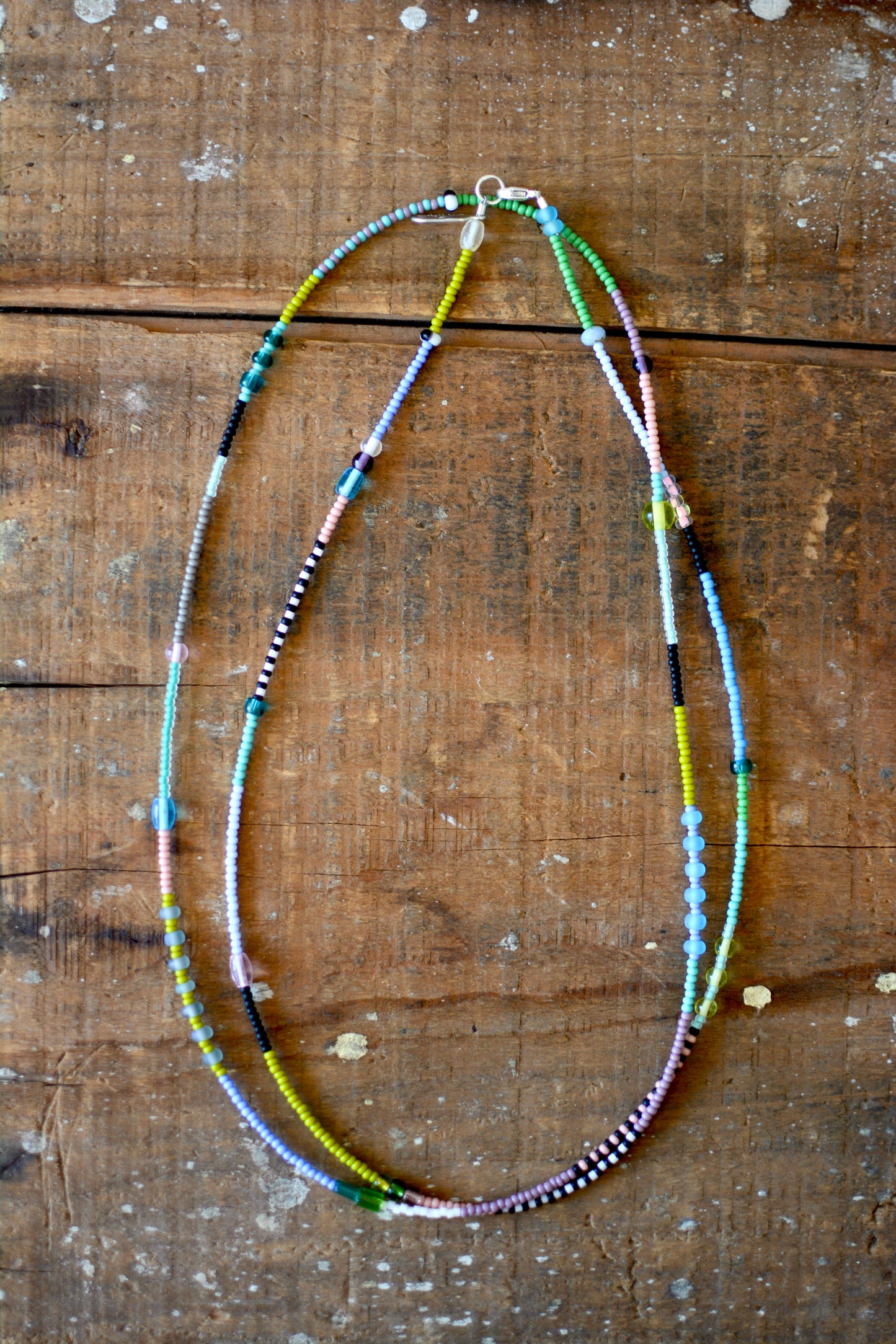 Color Block Wrap Beaded Necklace - No. 4