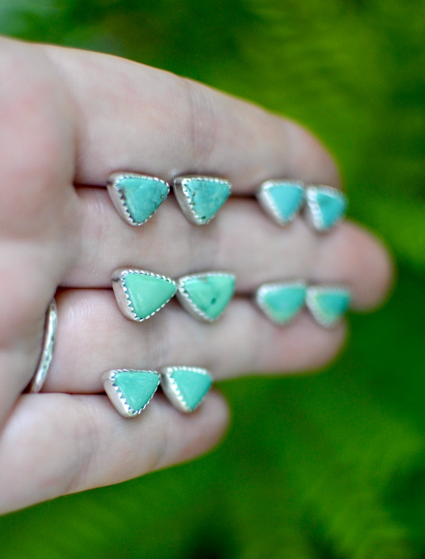 Triangle Carico Lake Turquoise Stud Earrings