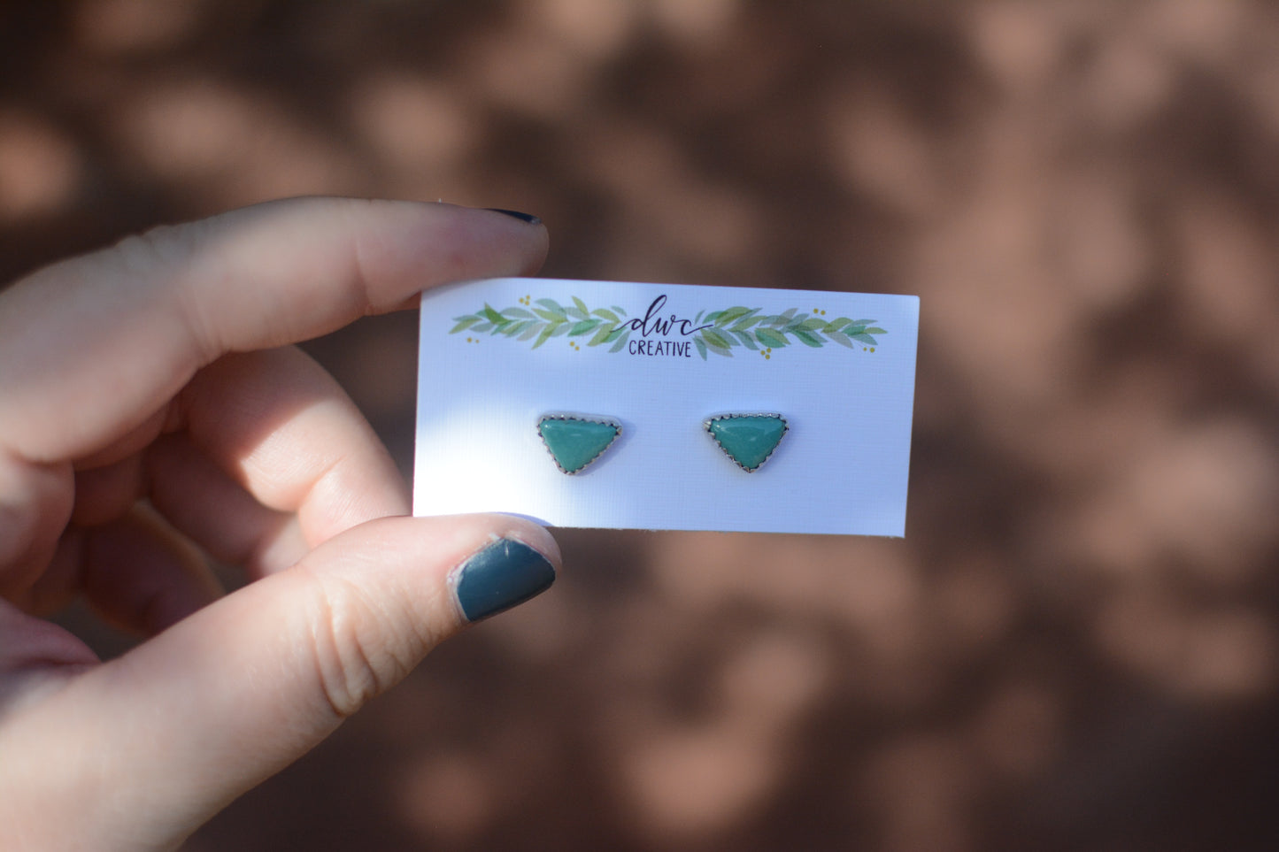 Triangle Carico Lake Turquoise Stud Earrings