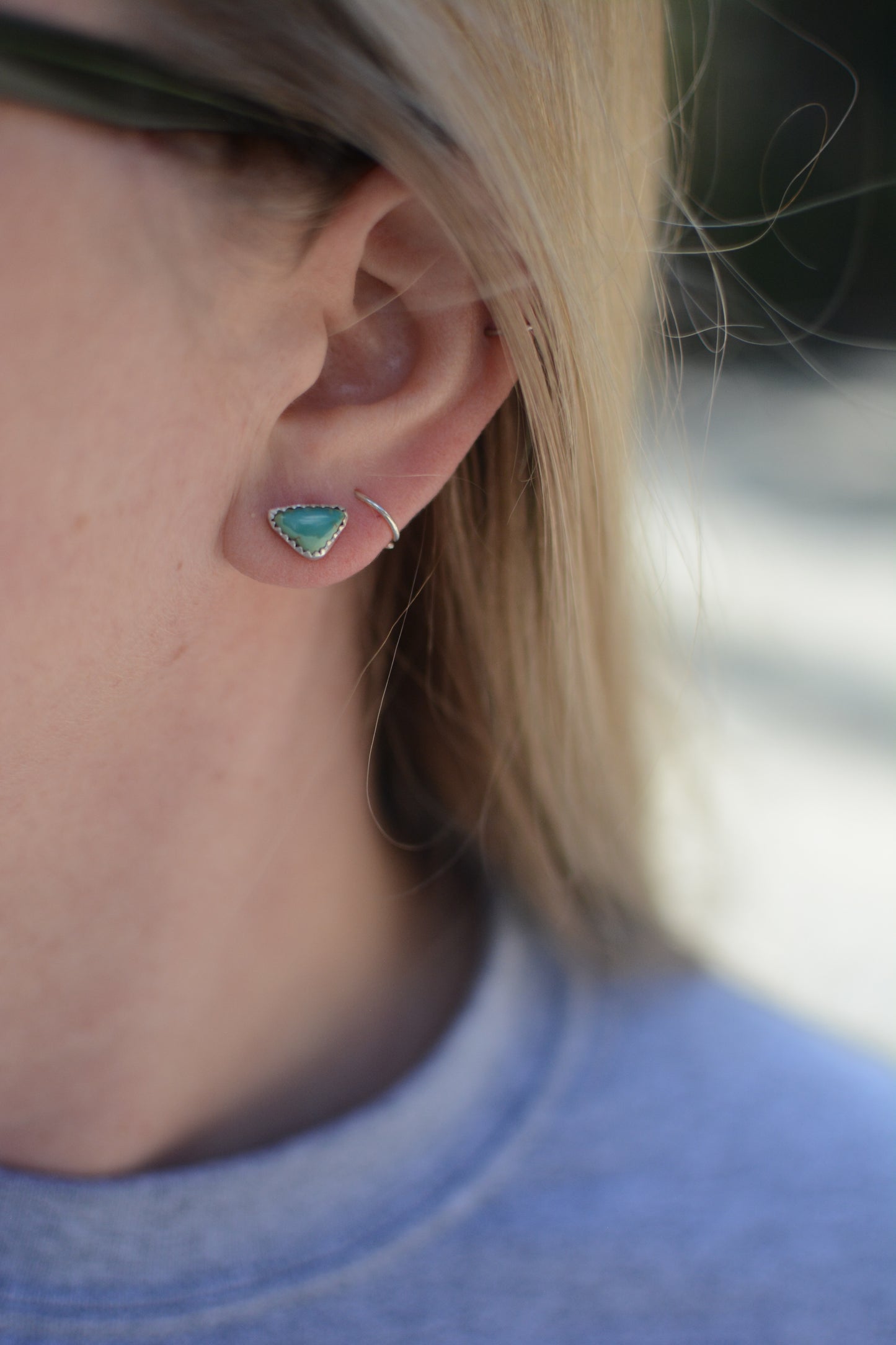 Triangle Carico Lake Turquoise Stud Earrings