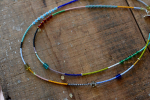 Color Block Wrap Beaded Necklace - No. 2