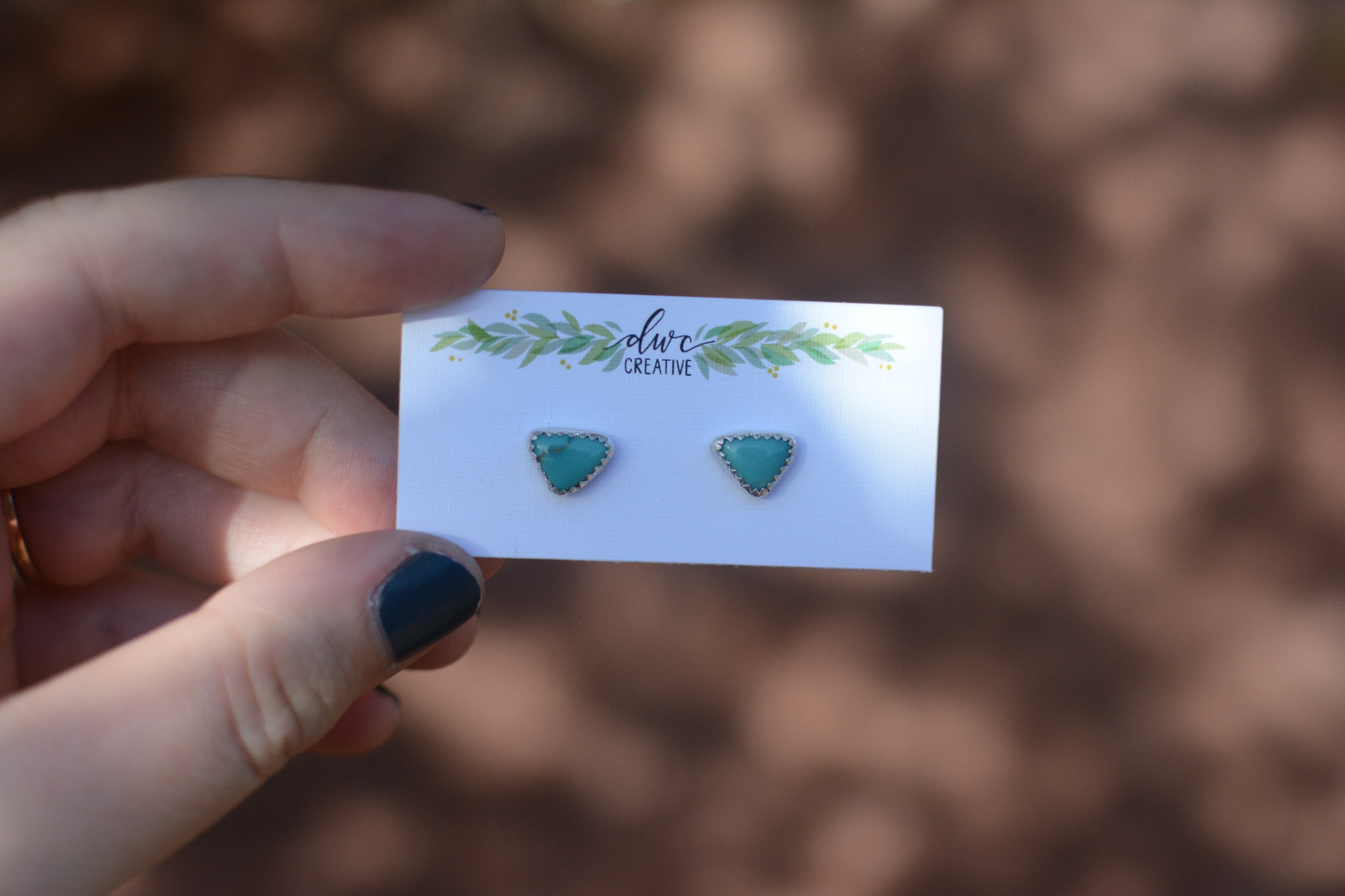 Triangle Carico Lake Turquoise Stud Earrings