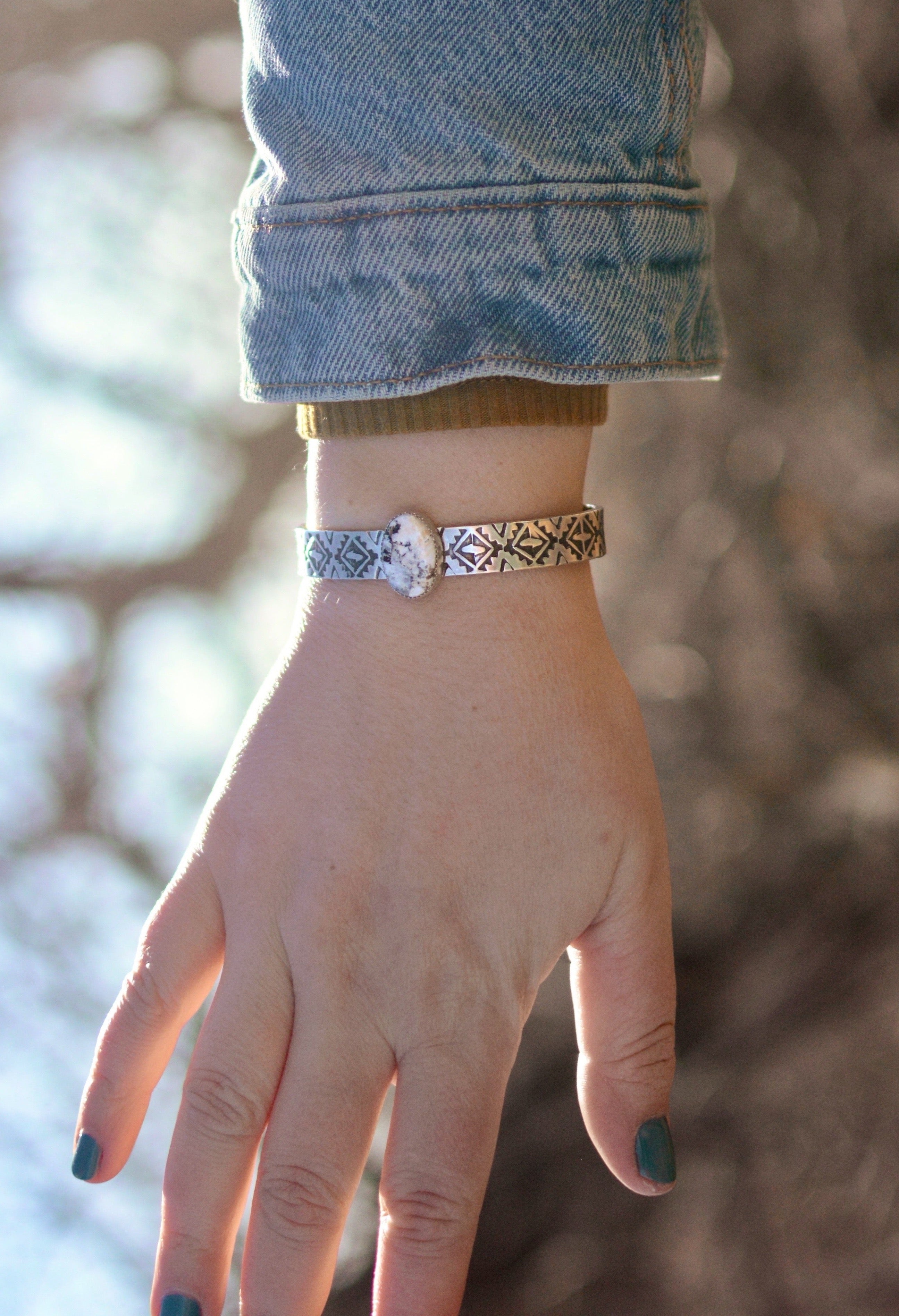 White buffalo turquoise cuff on sale bracelet