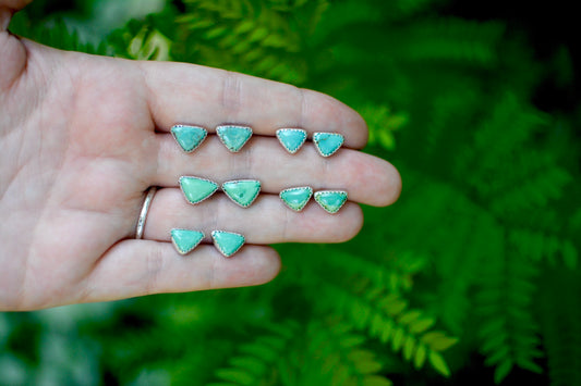 Triangle Carico Lake Turquoise Stud Earrings